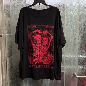 Skeleton and Rose Graphic Tshirt